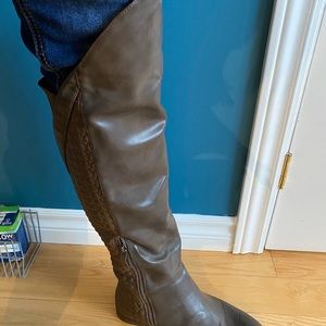 Brown over the knee wide calf boots